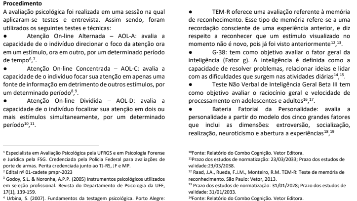 Como escrever laudos psicológicos - Descrição do procedimento